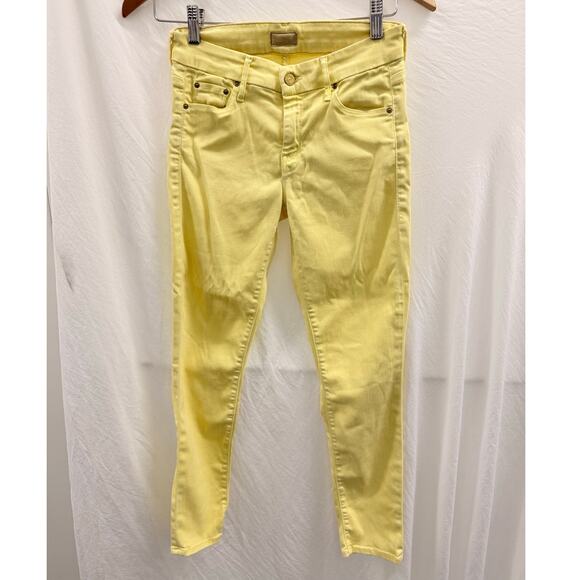 Mother The Looker Cropped Skinny in ‘Blinding Light’ Yellow Sz 26 - Picture 2 of 7